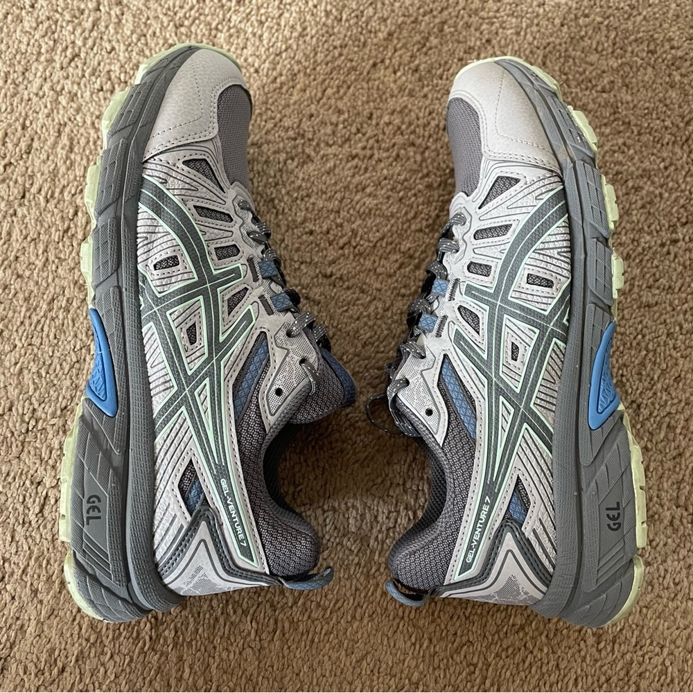 ASICS Gel Venture 7 Trail Shoe Women’s 9 Gray and Mint Athletic Sneakers - Picture 10 of 11